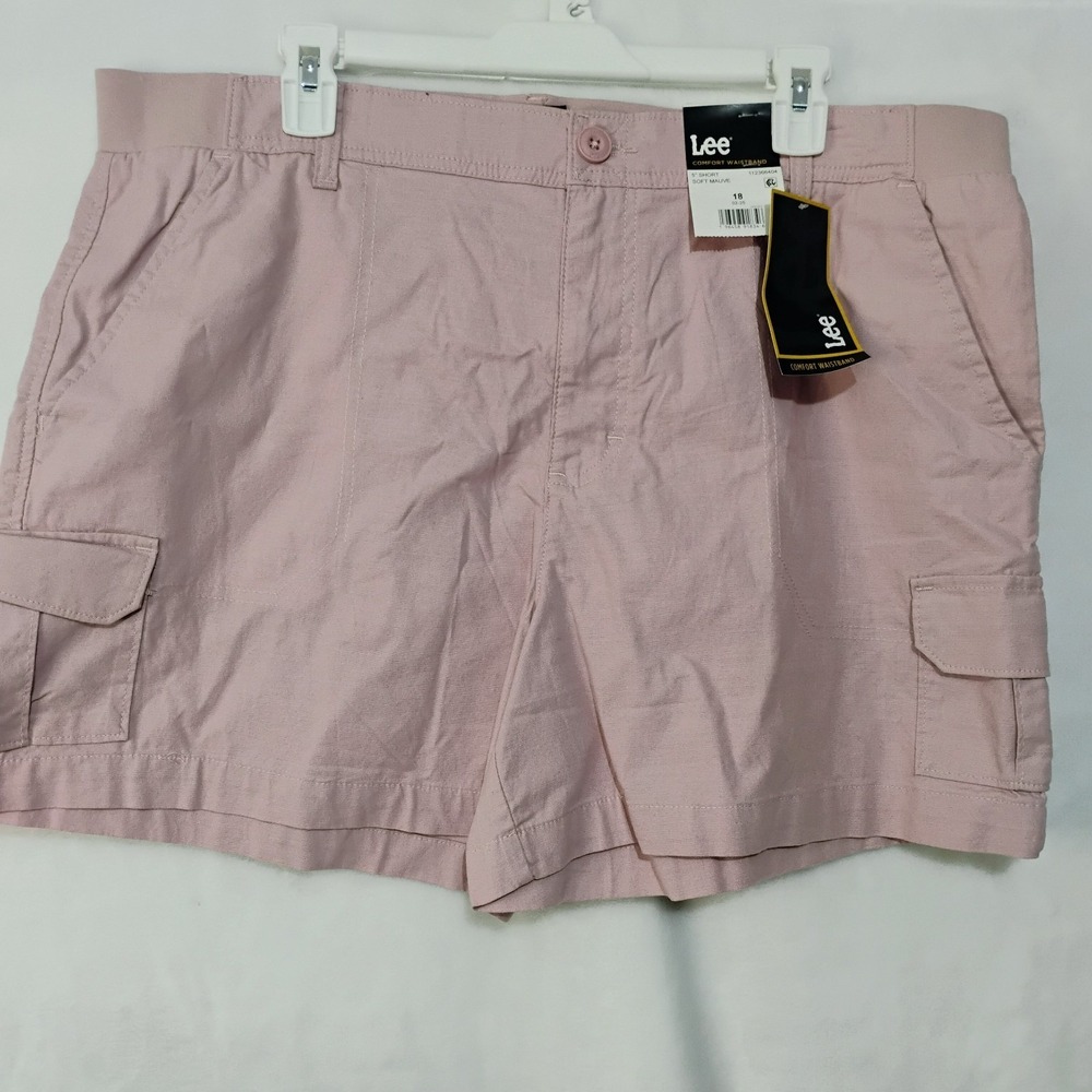 Lee Pink Cargo Shorts Womens Size 18 Comfort‎ Waistband Cotton Stretch NEW NWT N